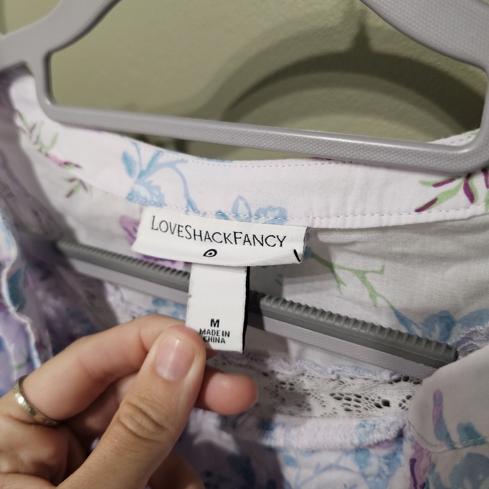 Love Shack Fancy Lou Double Ruffle Dress Sz M LAVENDER Floral x Target - Picture 8 of 15